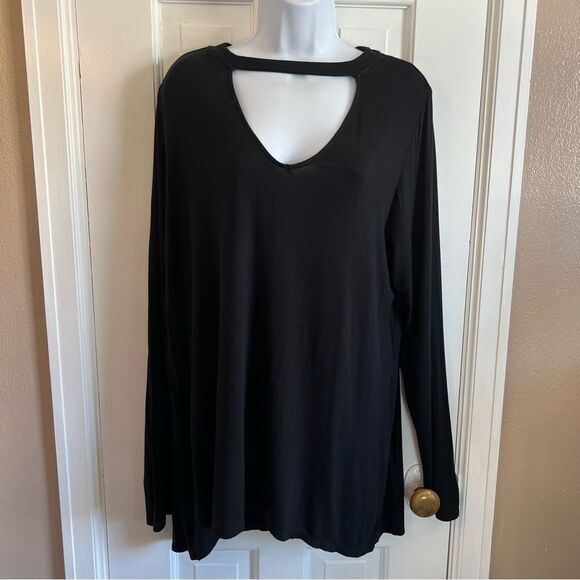 Faded Glory Black Cut Out Long Sleeve Top - Picture 1 of 7